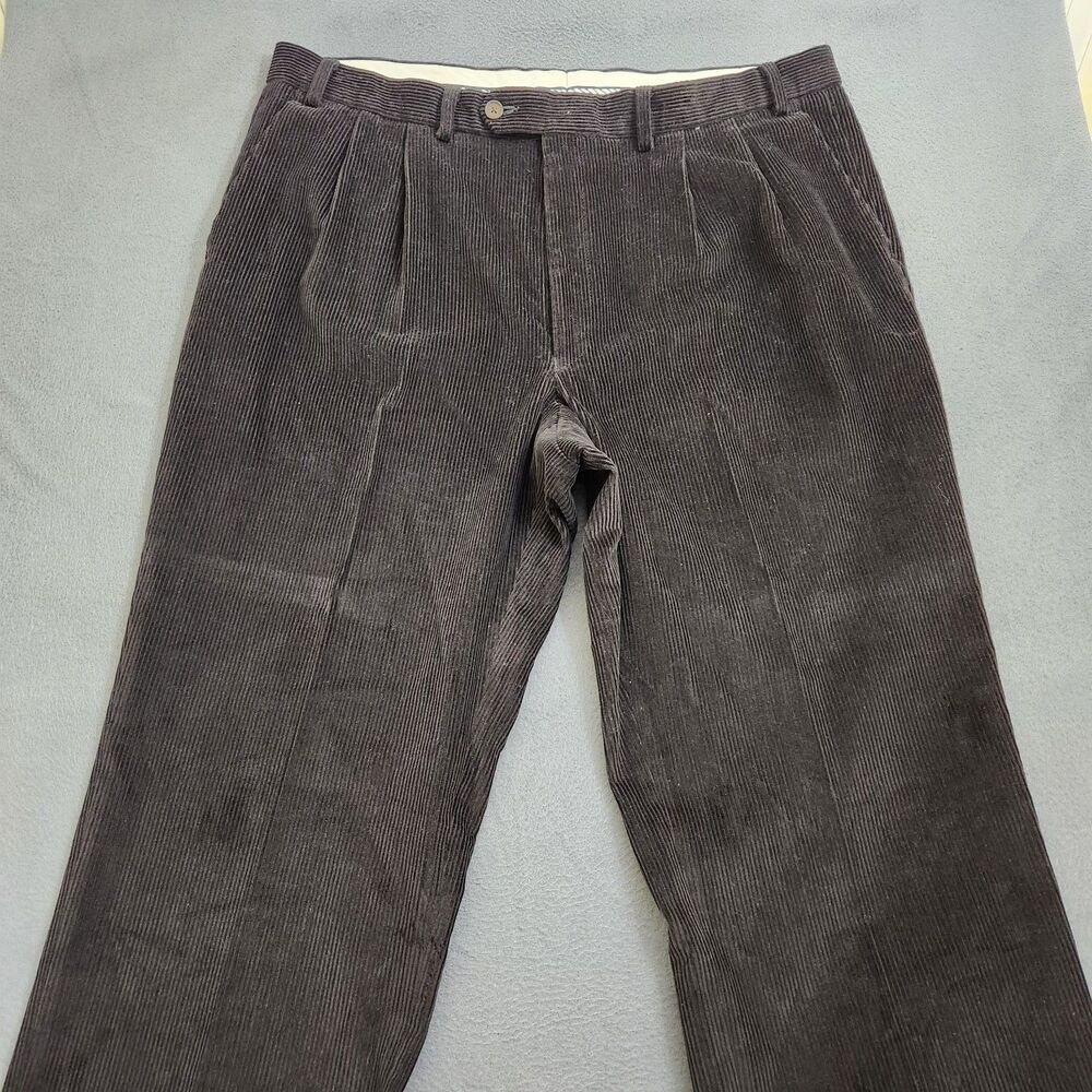 Lauren Ralph Lauren Men 38X34 Black Straight Leg Pleated Corduroy Pants - Picture 3 of 10